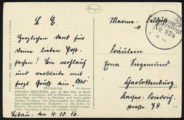 MSP VON 1914 - 1918 235 (2. Halbflottille Der Handelsschutzflottille), 4.10.1916, Feldpost-Künstlerkarte Nach Charlotten - Turquia (oficinas)