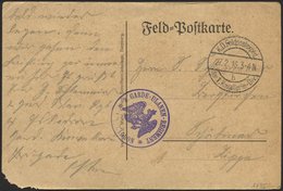 DT. FP IM BALTIKUM 1914/18 K.D. FELDPOSTEXPED. DER 1. KAVALLERIE-DIV. B, 27.2.16, Auf Feldpost-Vordruckkarte, Mit Violet - Lettonia