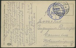 DT. FP IM BALTIKUM 1914/18 K.D. FELDPOSTSTATION NR. 214, 14.4.16, Auf Ansichtskarte (Mitau Markt), Mit Blauem Briefstemp - Letland