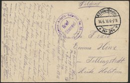 DT. FP IM BALTIKUM 1914/18 K.D. FELDPOSTSTATION NR. 214 * A, 14.6.16, Auf Ansichtskarte (Der Krieg Im Osten) Nach Tellin - Latvia