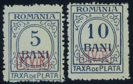 MV In RUMÄNIEN P 6/7 **, Portomarken: 1918, 5 Und 10 B. Dunkelgrauultramarin Auf Mattgraugrün, Mit Wz., Postfrisch, Prac - Ocupación 1914 – 18