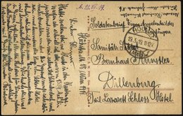 FELDPOST I.WK 1919, Soldatenpost-Ansichtskarte Soldatenbrief Eigene Angelegenheit Des Empfängers Aus Höchst An Einen San - Used Stamps