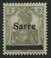SAARGEBIET 1IIA **, 1920, 2 Pf. Gelbgrau, Type II, In Der Mitte Senkrecht Geteilter Balken, Pracht, Fotoattest Burger, M - Other & Unclassified