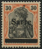 SAARGEBIET 10yI *, 1920, 30 Pf. Dunkelrotorange/schwarz Auf Orangeweiß, Type I, Falzrest, Pracht, Kurzbefund Braun, Mi.  - Andere & Zonder Classificatie