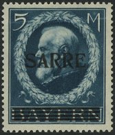 SAARGEBIET 30 **, 1920, 5 M. Bayern-Sarre, Waagerechte Leichte Wellung Sonst Pracht, Gepr. Burger, Mi. 2500.- - Otros & Sin Clasificación