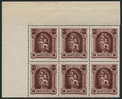 SAARGEBIET 102I **, 1925, 45 C. Madonna Im Oberen Linken Eckrandsechserblock, Dabei Feld 10 Mit Abart 4.5 Statt 45 Cent. - Andere & Zonder Classificatie