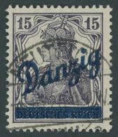 FREIE STADT DANZIG 22b O, 1920, 15 Pf. Schwarzbraunviolett, Zeitgerechte Entwertung, Pracht, Kurzbefund Soecknick, Mi. 3 - Autres & Non Classés