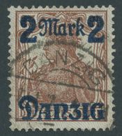 FREIE STADT DANZIG 28II O, 1920, 2 M. Auf 35 Pf., Hellgrauer Netzunterdruck, Spitzen Nach Unten, Zeitgerechte Entwertung - Andere & Zonder Classificatie