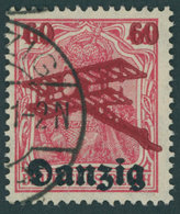 FREIE STADT DANZIG 51II O, 1920, 60 Pf. Auf 40 Pf. Flugpost Mit Aufdruckfehler Rechte 60 Oben Abgeplattet Und Rechte Str - Altri & Non Classificati