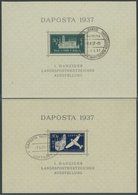 FREIE STADT DANZIG Bl. 1/2a O, 1937, Blockpaar DAPOSTA, Sonderstempel, Pracht, Geprüft, Mi. 120.- - Altri & Non Classificati