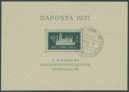 FREIE STADT DANZIG Bl. 1bIII O, 1937, Block DAPOSTA In Schwarzblau Mit Plattenfehler Strich Zwischen S Und T In DAPOSTA, - Other & Unclassified