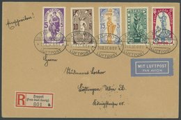 FREIE STADT DANZIG 276-80 BRIEF, 1937, Denkmäler Auf Luftpost-Einschreibbrief Von ZOPOTT Nach Söflingen, Pracht - Sonstige & Ohne Zuordnung