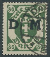 DIENSTMARKEN D 16 O, 1922, 80 Pf. Dunkelgrün, Zeitgerechte Entwertung DANZIG 5, Pracht, Fotobefund Gruber, Mi. 300.- - Otros & Sin Clasificación