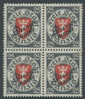 DIENSTMARKEN D 46a VB **, 1924, 25 Pf. Dunkeltürkisgrau/lebhaftzinnoberrot Im Viererblock, Postfrisch, Pracht, Mi. 280.- - Other & Unclassified
