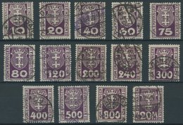 PORTOMARKEN P 1-14a O, 1921, Kleines Wappen Dunkelpurpur, Prachtsatz (14 Werte), Alle Gepr. Infla, Mi. 643.- - Other & Unclassified
