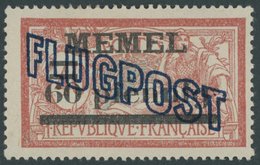 MEMELGEBIET 40II *, 1921, 60 Pf. Auf 40 C. Flugpost Mit Punkt Im T, Falzrest, Pracht, Mi. 55.- - Memelland 1923