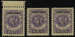 MEMELGEBIET 178 **, 1923, 3 C. Auf 40 M. Lebhaftgrauviolett, Type I,II Und III, 3 Werte Feinst/Pracht - Memelland 1923