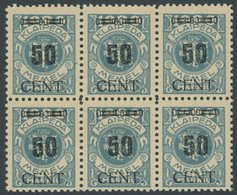 MEMELGEBIET 191 **, 1923, 50 C. Auf 1000 M. Grünlichblau Im Sechserblock, Postfrisch, Pracht, Mi. (180.-) - Memel (Klaïpeda) 1923