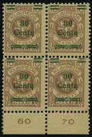 MEMELGEBIET 222 VB **, 1923, 30 C. Auf 10 M. Hellbraun Im Postfrischen Viererblock Vom Unterrand, Pracht, Mi. (1000.-) - Memel (Klaipeda) 1923