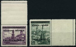 BÖHMEN UND MÄHREN 17LS,18LW **, 1939, 4 Kc. Burg Podiebrad Mit Senkrechtem Leerfeld Und 10 Kc. Pressburg Mit Waagerechte - Andere & Zonder Classificatie