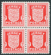 JERSEY 2z **, 1941, 1 P. Rot Im Viererblock, Gestrichenes Papier, Pracht, Mi. 320.- - Besetzungen 1938-45