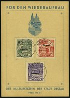 DESSAU I-IIIB BrfStk, 1946, Wiederaufbau, Ungezähnt, Auf Gedenkkarte, Pracht, Mi (75.-) - Andere & Zonder Classificatie