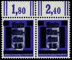 GLAUCHAU 5aDDV Paar **, 1945, 15 Auf 6 Pf. Lebhaftblauviolett Doppelaufdruck Im Waagerechten Paar, Ein Wert Mit Abart R  - Other & Unclassified