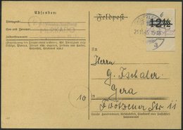 GROSSRÄSCHEN-VORLÄUFER V 22IU BRIEF, 1945, 6 Pf. Wertziffer Schwarz Statt Rot, Ungezähnt, Unterrandstück, Prachtkarte (r - Posta Privata & Locale