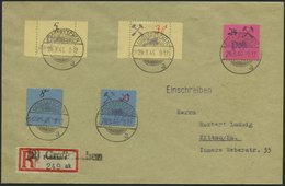 GROSSRÄSCHEN 3S,10S BRIEF, 1946, 5 Und 30 Pf. Gebührenmarken Aus Streifen Mit Zusatzfrankatur Auf Einschreibbrief, Prach - Privatpost