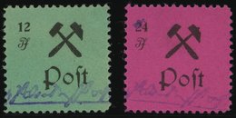 GROSSRÄSCHEN 25/6IV *, 1945, 12 Pf. Schwarz Auf Grün Und 24 Pf. Schwarz Auf Lila, Type IV, Falzrest, 2 Prachtwerte, (Mi. - Posta Privata & Locale