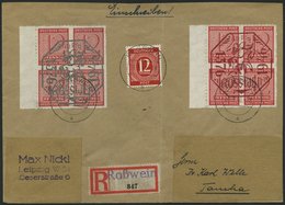 ROSSWEIN 1/2 BRIEF, 1946, 570 Jahre Roßwein Mit 12 Pf. Zusatzfrankatur Auf Einschreibbrief, Senkrecht Gefaltet, Marken P - Correos Privados & Locales