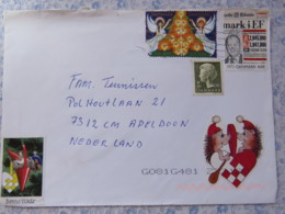 Denmark 2001 Cover NyK To Holland - 20th Century - Newspaper - Entry In European Union - Christmas Labels Hedgehog - Cartas & Documentos