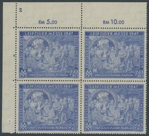 ALLIIERTE BES. 942IIB VB **, 1947, 60 Pf. Leipziger Messe, StTdr., Im Oberen Rechten Eckrandviererblock Mit Plattennumme - Other & Unclassified