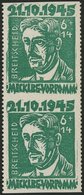 MECKLENBURG-VORPOMMERN 20aUw Paar **, *, 1945, 6 Pf. Hellgrün Faschismus, Waagerecht Ungezähnt, Im Senkrechten Paar, Obe - Other & Unclassified