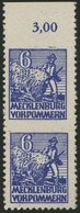 MECKLENBURG-VORPOMMERN 33xbUw,Uo **, 1946, 6 Pf. Violettblau, Kreidepapier, Im Senkrechten Paar, Obere Marke Waagerecht  - Other & Unclassified