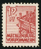 MECKLENBURG-VORPOMMERN 36xcI *, 1946, 12 Pf. Lebhaftbraunrot, Kreidepapier, Mit Plattenfehler I, Falzrest, Pracht, Gepr. - Altri & Non Classificati