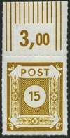 OST-SACHSEN 47bG **, 1945, 15 Pf. Lebhaftgelbocker Loschwitz, Oberrandstück, Pracht, Gepr. Ströh, Mi. (600.-) - Other & Unclassified