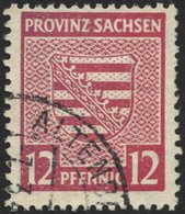 PROVINZ SACHSEN 79Yb O, 1945, 12 Pf. Hellilakarmin, Wz. 1Y, Stempel ALTENBRAK, üblich Gezähnt Pracht, RR!, Fotoattest-Ko - Andere & Zonder Classificatie