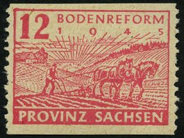 PROVINZ SACHSEN 86wbC *, 1945, 12 Pf. Lebhaftlilarot, Unregelmäßig Durchstochen, Pracht, Gepr. Schulz - Andere & Zonder Classificatie