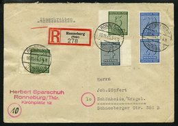 WEST-SACHSEN 116Y BRIEF, 1945, 5 Pf. Schwärzlicholivgrün, Wz. 1Y, Mit Zusatzfrankatur Auf Einschreibbrief (senkrecht Gef - Andere & Zonder Classificatie