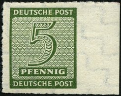 WEST-SACHSEN 116CY **, 1945, 5 Pf. Roßwein, Durchstochen 10, Wz. Y, Rechtes Randstück, Pracht, Gepr. Dr. Jasch, Mi. 110. - Sonstige & Ohne Zuordnung