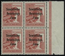 ALLGEMEINE-AUSGABEN 195a VB **, 1948, 60 Pf. Karmin Im Randviererblock, Pracht, Gepr. Paul, Mi. 280.- - Other & Unclassified