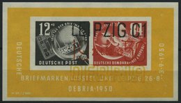 DDR Bl. 7 O, 1950, Block Debria, Dreifarbiger Sonderstempel, Pracht, Mi. 140.- - Usati