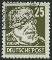 DDR 334vaXI O, 1953, 25 Pf. Braunoilv Virchow, Wz. 2XI, Zeitgerecht Entwertet, Pracht, Kurzbefund Schönherr, Mi. 600.- - Gebruikt