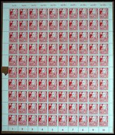 DDR 335vaXII **, 1953, 30 Pf. Rot Engels, Gestrichenes Papier, Wz. 2XII, Im Bogen (100), Mittig Etwas Angetrennt, Pracht - Gebruikt