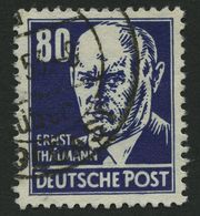 DDR 339zXII O, 1953, 80 Pf. Thälmann, Gewöhnliches Papier, Wz. 2XII, Pracht, Gepr. Schönherr, Mi. 60.- - Usados