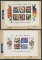 DDR Bl. 8/9BYI BRIEF, 1954, Marx-Blocks, Ungezähnt, Wz. 2YI, Je Auf Brief Nach Frankreich, Feinst - Used Stamps