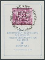 DDR Bl. 10 O, 1954, Block Briefmarkenausstellung, Ersttagssonderstempel, Pracht, Mi. 60.- - Usati