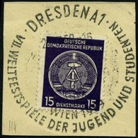 DIENSTMARKEN A D 21IIXI BrfStk, 1954, 15 Pf. Schwarzgrauviolett, Type II, Wz. XI, Auf Großem Briefstück Mit Stempel VII. - Other & Unclassified