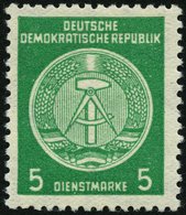 DIENSTMARKEN A D 29XI **, 1956, 5 Pf. Smaragdgrün, Faserpapier, Wz. 2XI, Pracht, R!, Gepr. Jahn, Mi. 700.- - Andere & Zonder Classificatie